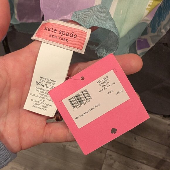 Kate Spade New York “Central Park” Oblong Scarf NWT 100% Viscose - Picture 5 of 5